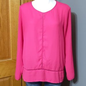 Pleione Long Peek-a-boo Dark Pink Blouse
